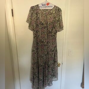 ASTR the label Flutter Sleeve Asymmetrical Floral Maxi Dress